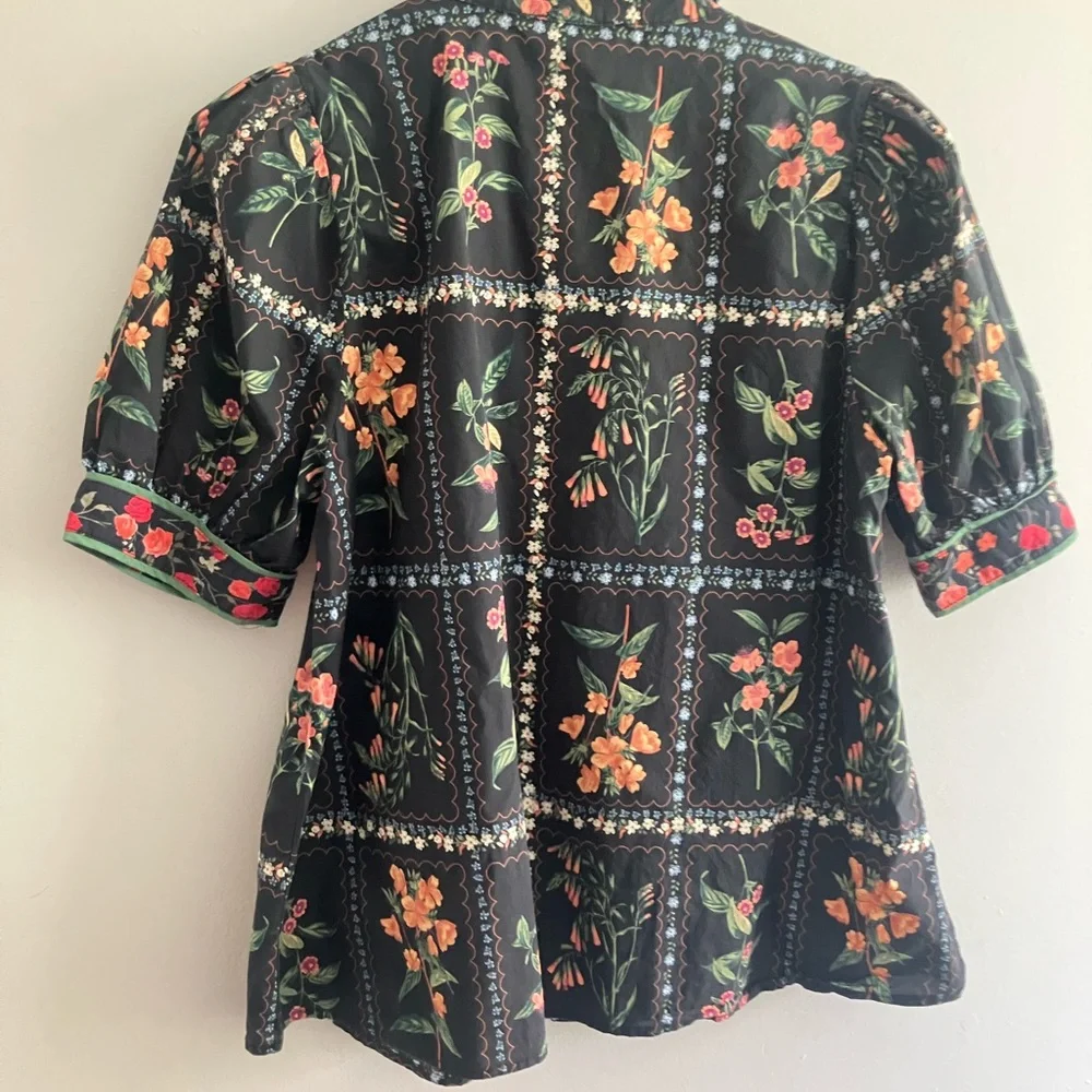 entro Black Blouse with Red and Pink Floral Print - Picture 6 of 9